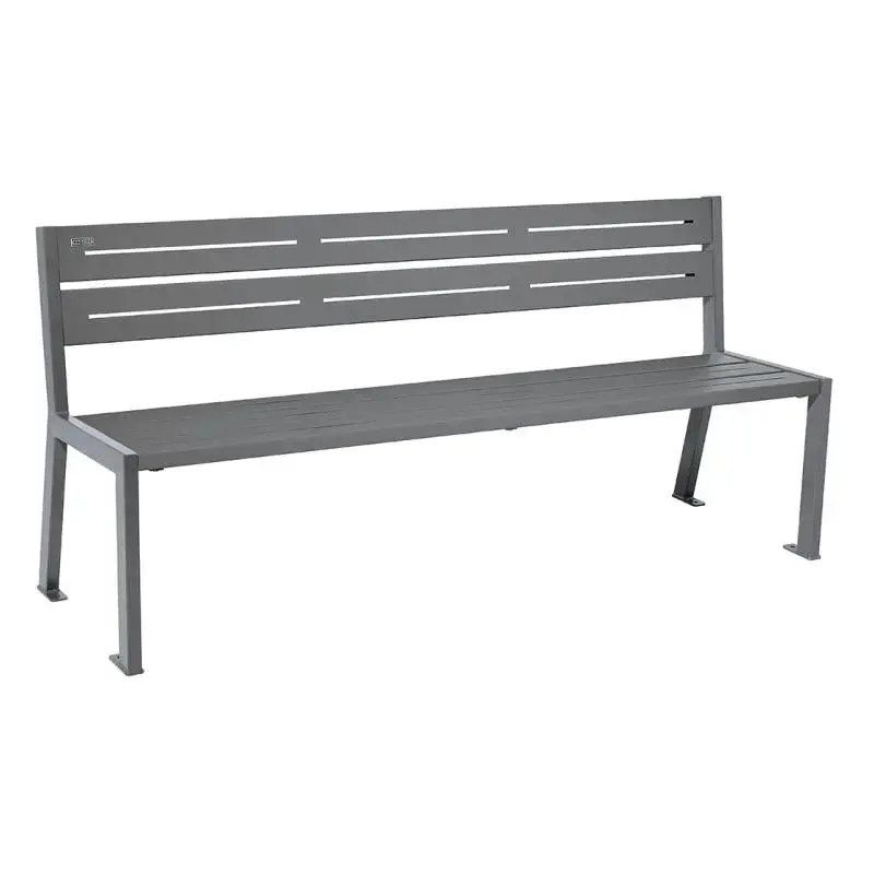 Banc métal Silaos 1 800 mm, 5 ou 6 lames en tôle galvanisée, avec ou sans accoudoirs
