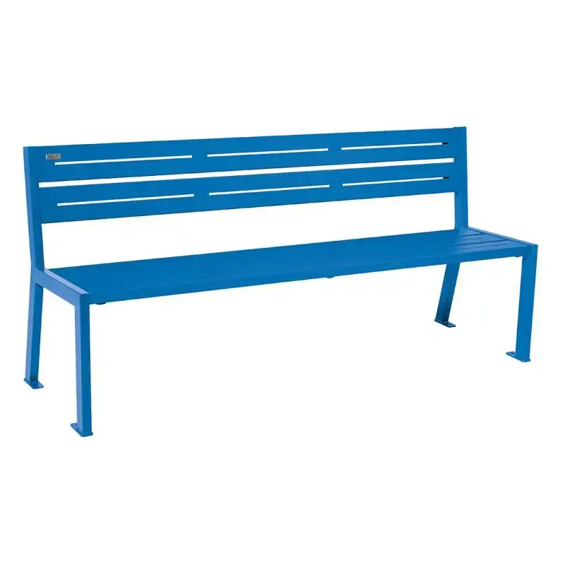 Banc métal Silaos 1 800 mm, 5 ou 6 lames en tôle galvanisée, avec ou sans accoudoirs