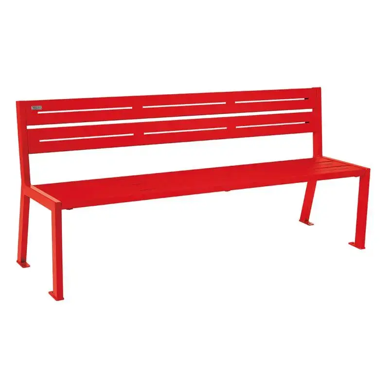 Banc métal Silaos 1 800 mm, 5 ou 6 lames en tôle galvanisée, avec ou sans accoudoirs