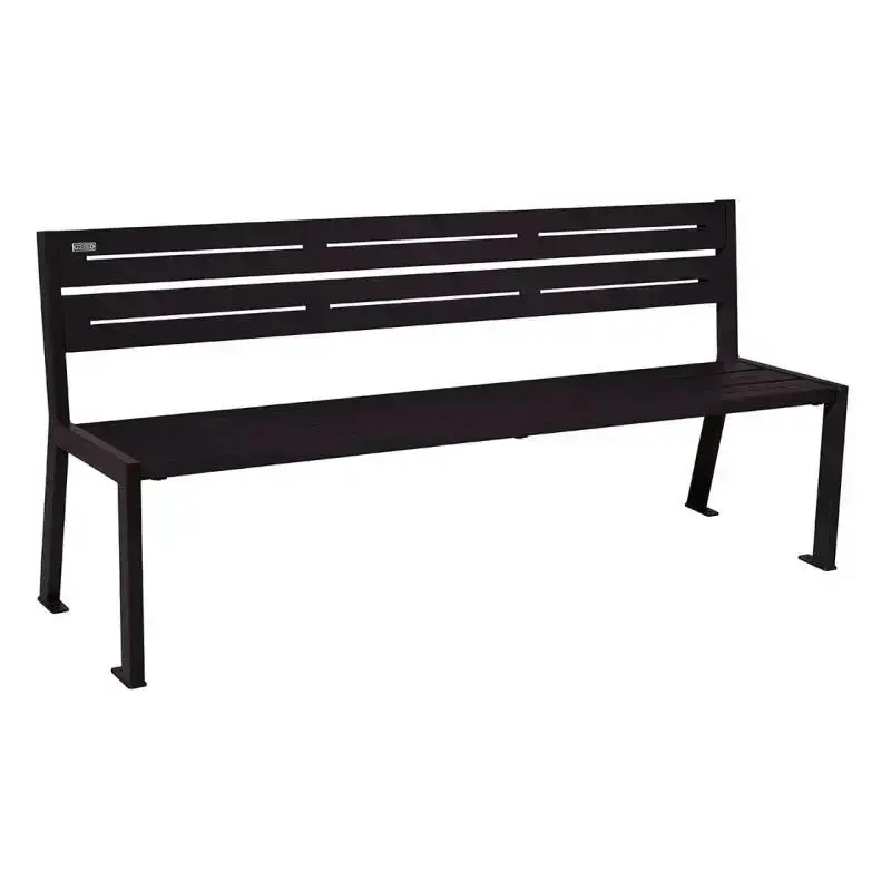 Banc métal Silaos 1 800 mm, 5 ou 6 lames en tôle galvanisée, avec ou sans accoudoirs