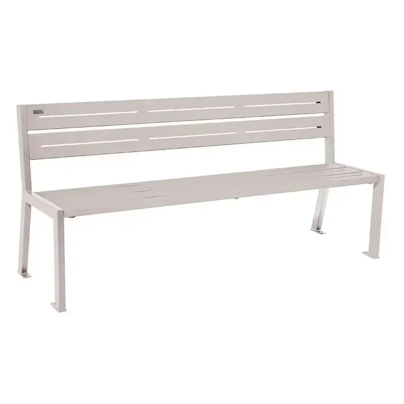 Banc métal Silaos 1 800 mm, 5 ou 6 lames en tôle galvanisée, avec ou sans accoudoirs