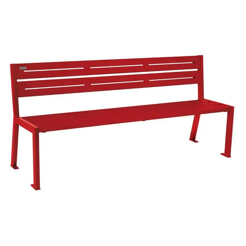 Banc métal Silaos 1 800 mm, 5 ou 6 lames en tôle galvanisée, avec ou sans accoudoirs