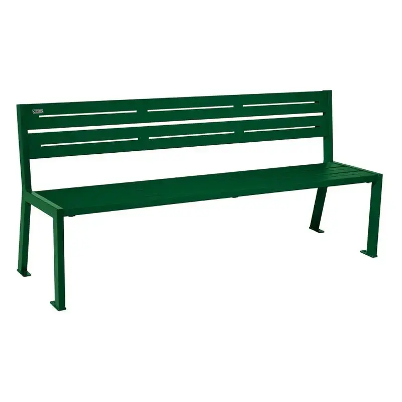 Banc métal Silaos 1 800 mm, 5 ou 6 lames en tôle galvanisée, avec ou sans accoudoirs