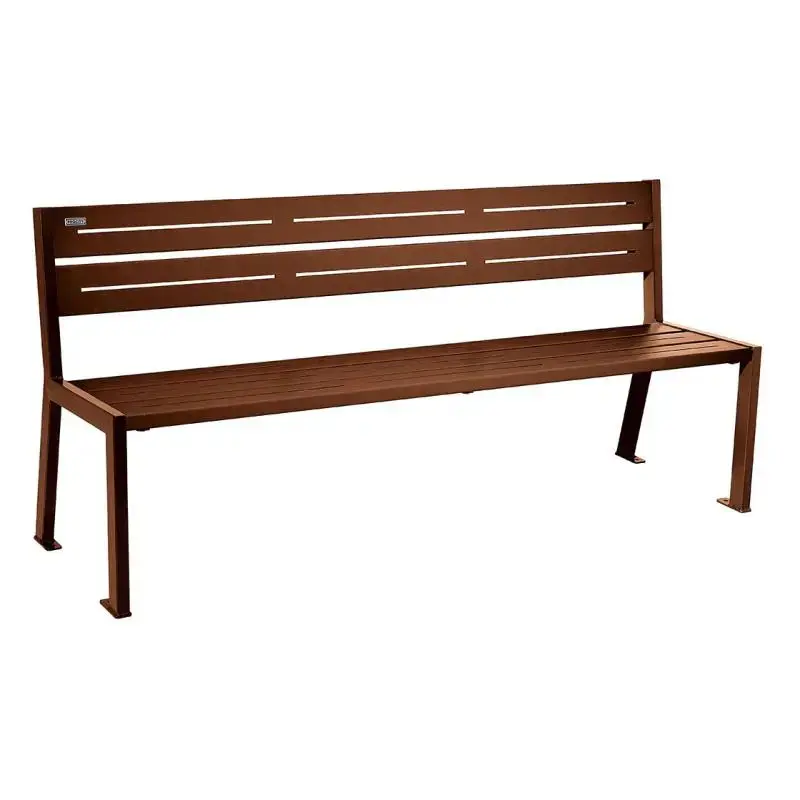 Banc métal Silaos 1 800 mm, 5 ou 6 lames en tôle galvanisée, avec ou sans accoudoirs