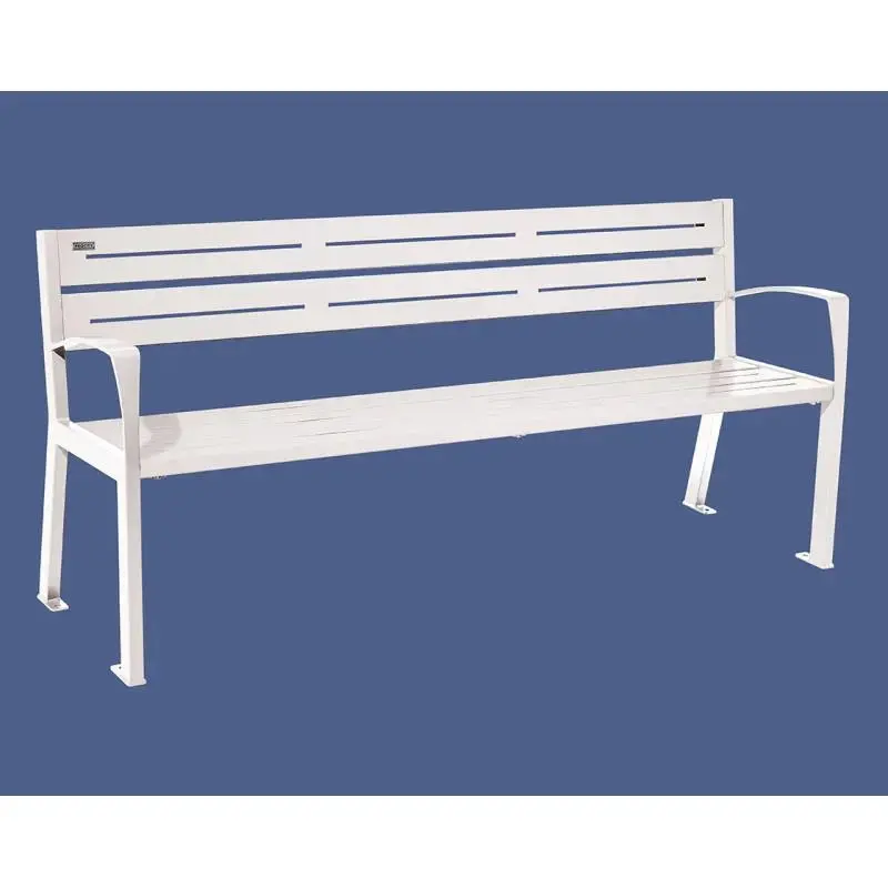 Banc métal Silaos 1 800 mm, 5 ou 6 lames en tôle galvanisée, avec ou sans accoudoirs