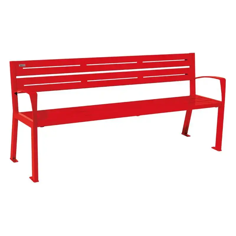 Banc métal Silaos 1 800 mm, 5 ou 6 lames en tôle galvanisée, avec ou sans accoudoirs