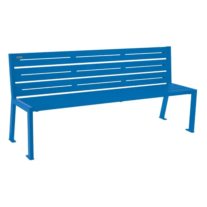 Banc métal Silaos 1 800 mm, 5 ou 6 lames en tôle galvanisée, avec ou sans accoudoirs