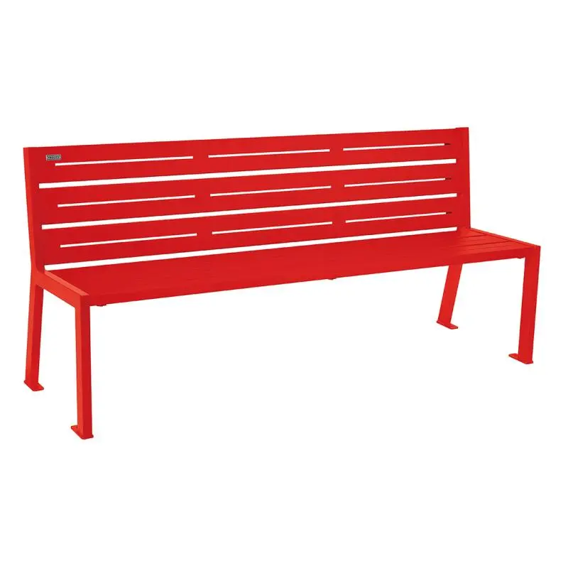 Banc métal Silaos 1 800 mm, 5 ou 6 lames en tôle galvanisée, avec ou sans accoudoirs