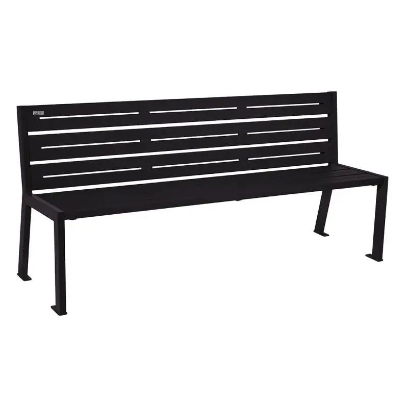 Banc métal Silaos 1 800 mm, 5 ou 6 lames en tôle galvanisée, avec ou sans accoudoirs