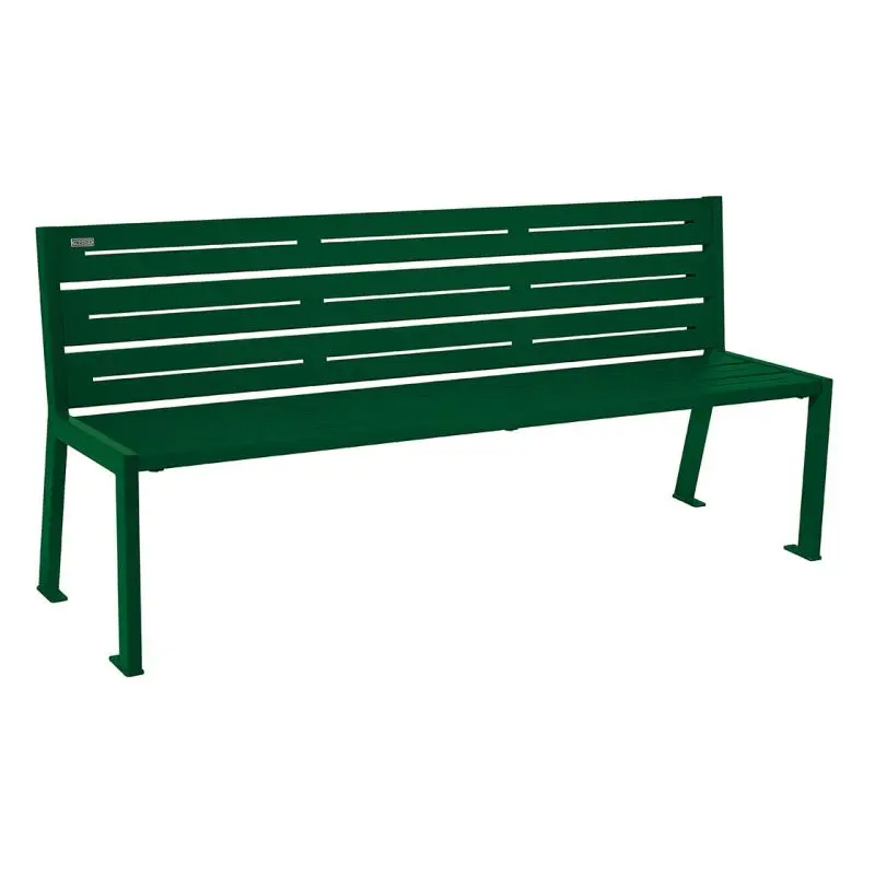 Banc métal Silaos 1 800 mm, 5 ou 6 lames en tôle galvanisée, avec ou sans accoudoirs