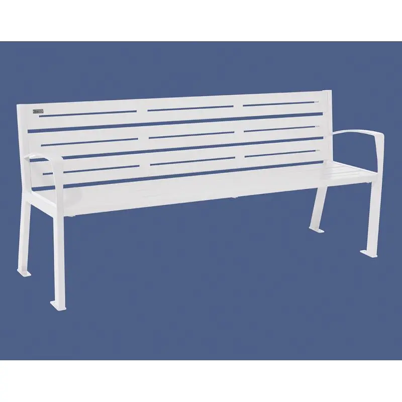 Banc métal Silaos 1 800 mm, 5 ou 6 lames en tôle galvanisée, avec ou sans accoudoirs