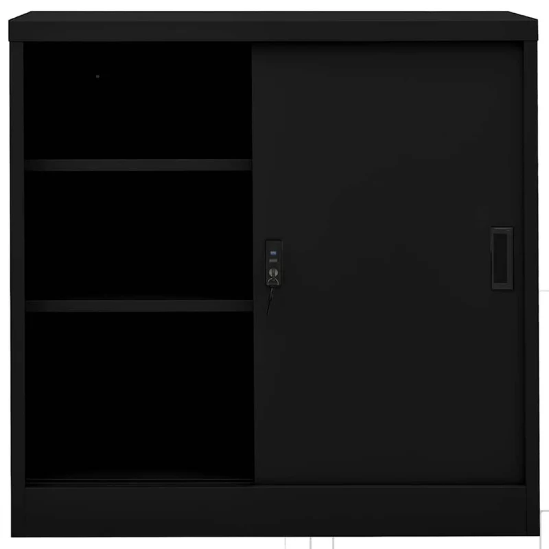 335952 vidaXL Office Cabinet with Sliding Door Black 90x40x90 cm Steel