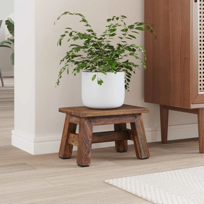Stool Natural 30 x 20 x 20 cm Mahogany Wood