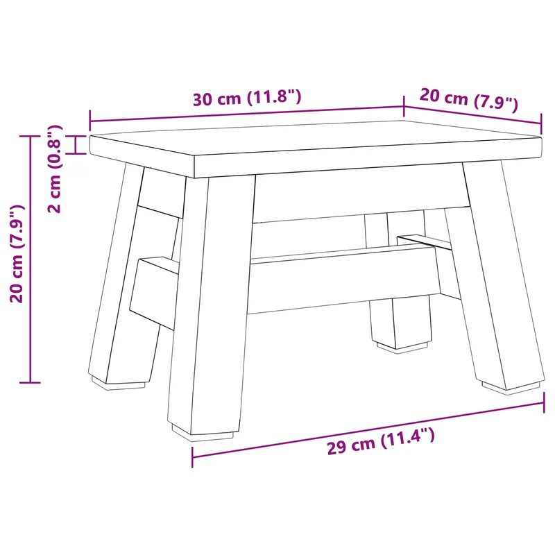 Stool Natural 30 x 20 x 20 cm Mahogany Wood