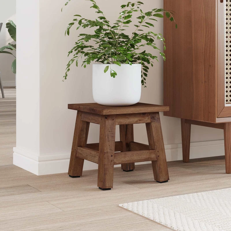 Stool Natural 26 x 26 x 26 cm Mahogany Wood