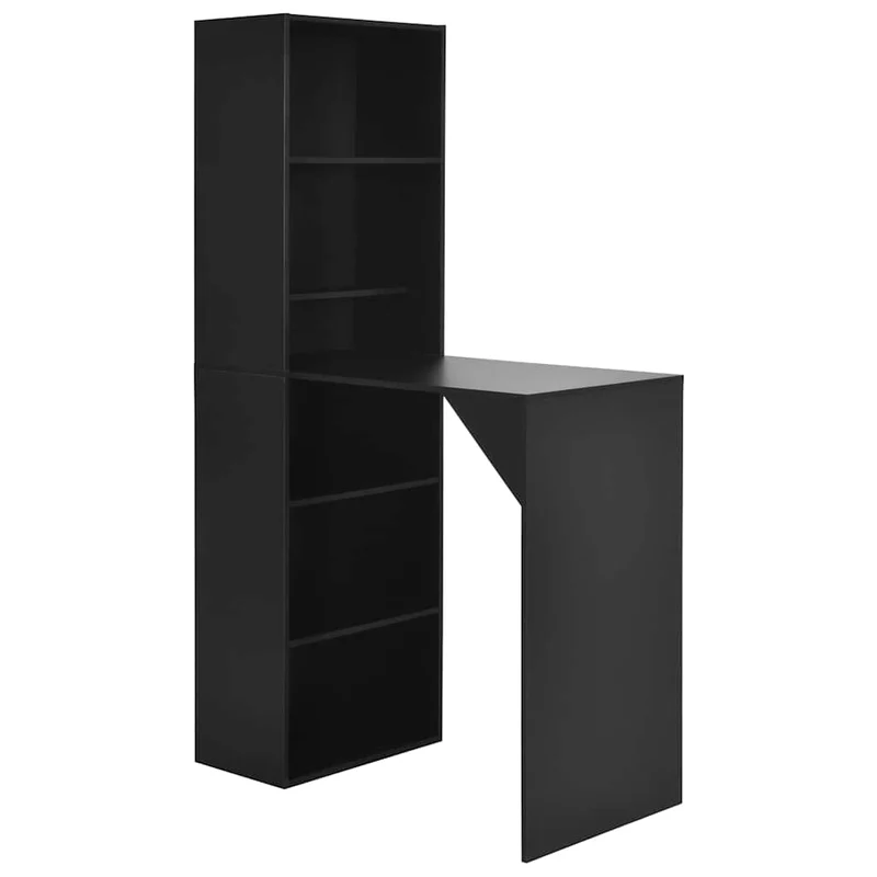 280228 vidaXL Bar Table with Cabinet Black 115x59x200 cm
