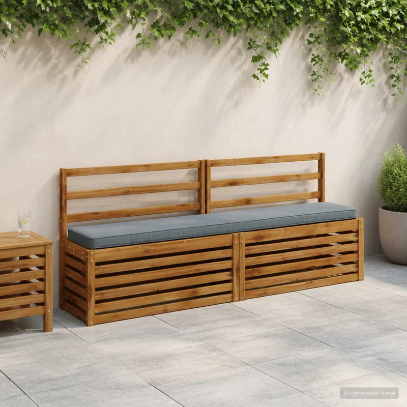 1-Piece Bench Cushion VUGHT 100% Polyester Blue 170 x 30 x 5 cm