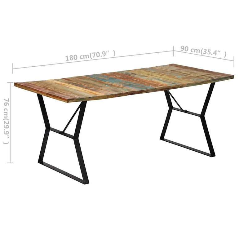 247946 vidaXL Dining Table 180x90x76 cm Solid Reclaimed Wood