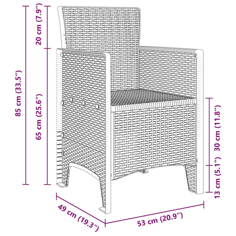 Garden Dining Set 5 pcs Light Grey Polypropylene
