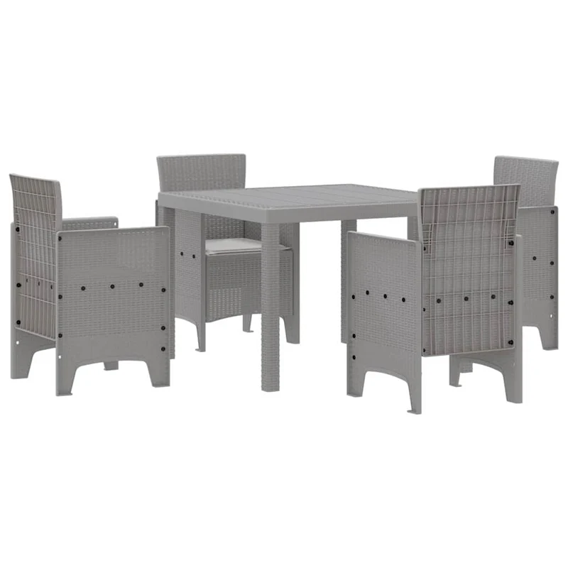 Garden Dining Set 5 pcs Light Grey Polypropylene