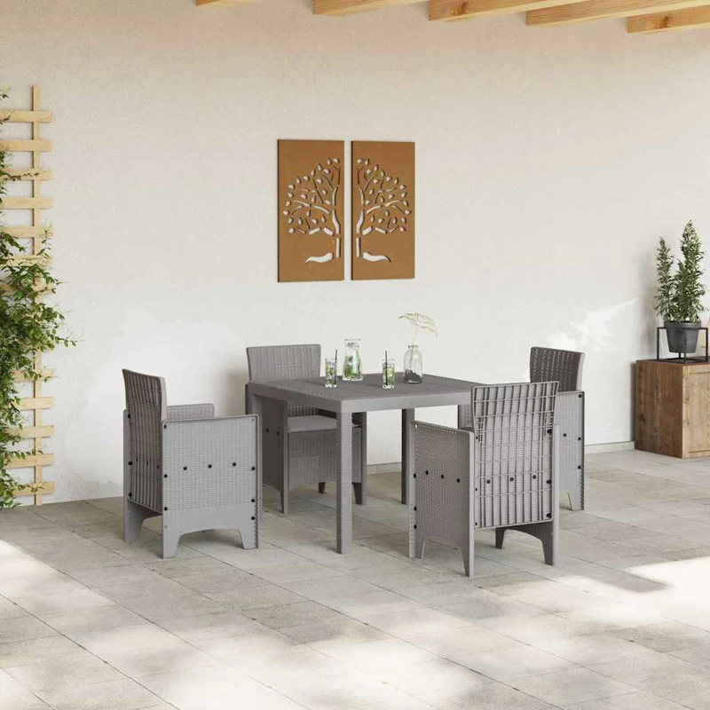 Garden Dining Set 5 pcs Light Grey Polypropylene