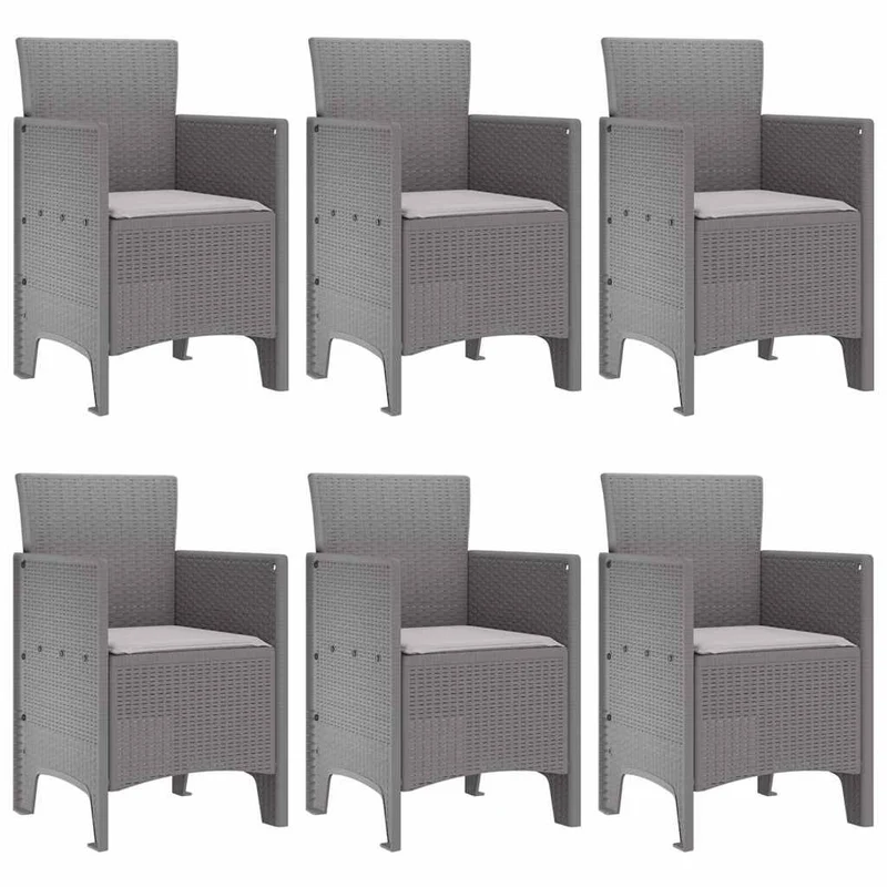 Garden Dining Set 7 pcs Light Grey Polt rattan