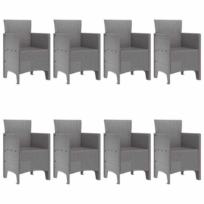 Garden Dining Set 9 pcs Light Grey Polypropylene