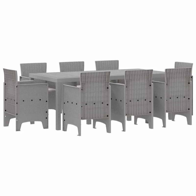 Garden Dining Set 9 pcs Light Grey Polypropylene