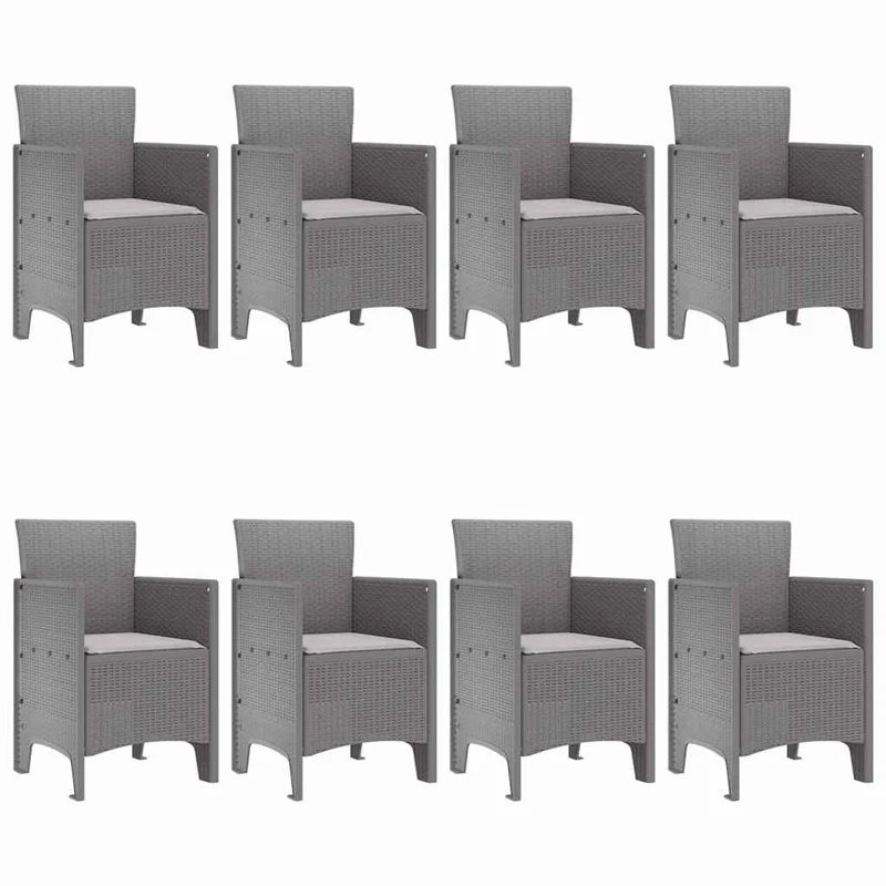 Garden Dining Set 9 pcs Light Grey Polypropylene