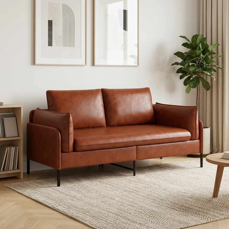 2-Seater Sofa Shiny Brown 188 x 81 x 89 cm Faux Leather