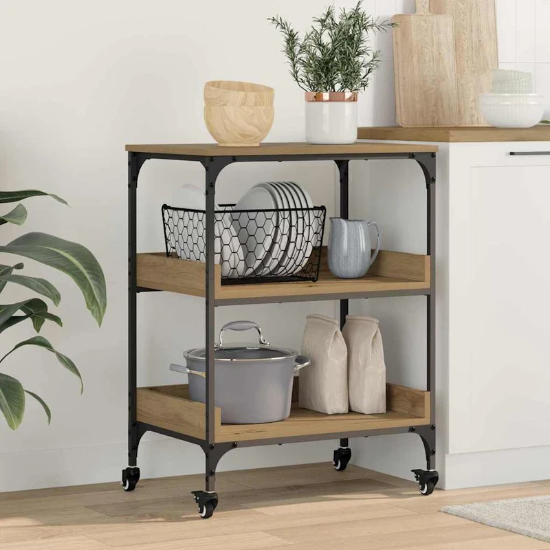 Kitchen Trolley Artisan Oak 60 x 41 x 80.5 cm Engineered Wood