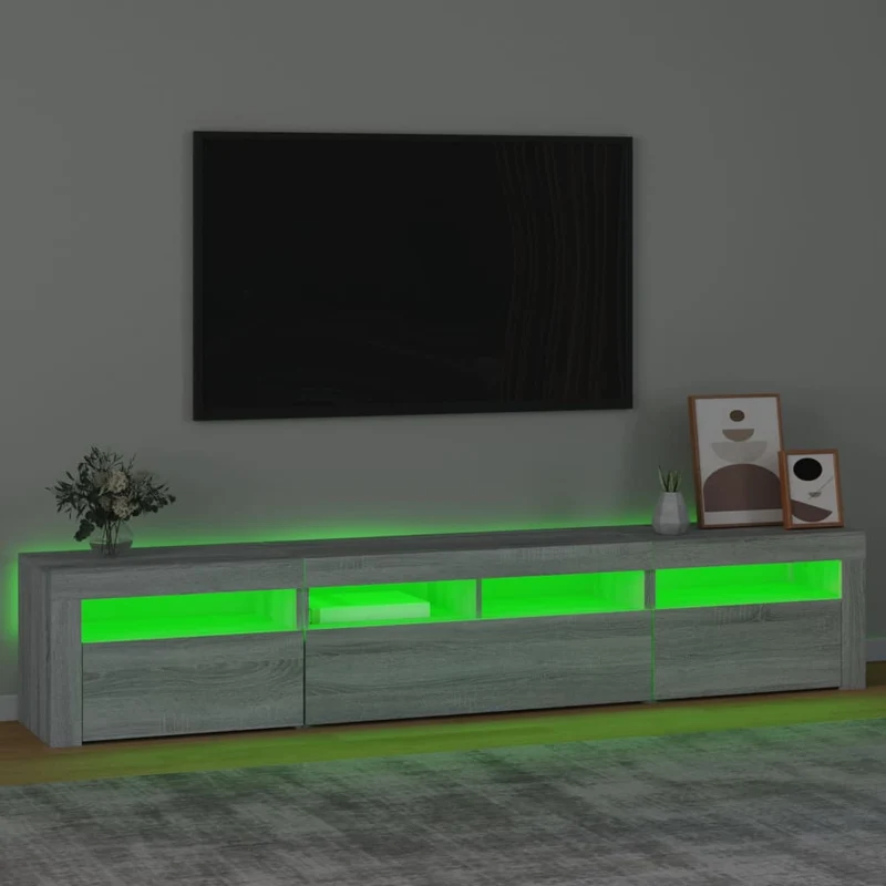 TV Cabinet with LED Lights Grey Sonoma 210x35x40 cm
