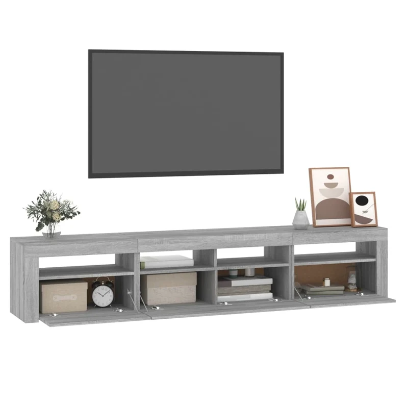 TV Cabinet with LED Lights Grey Sonoma 210x35x40 cm
