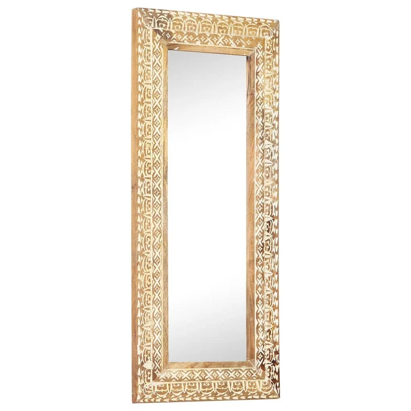 321646 vidaXL Hand-Carved Mirror 110x50x2,6 cm Solid Mango Wood