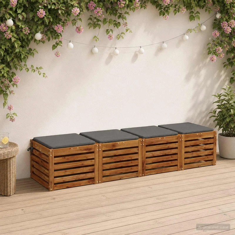Seat Cushions SOEST 4 pcs 100% Polyester Grey 40 x 40 x 3 cm