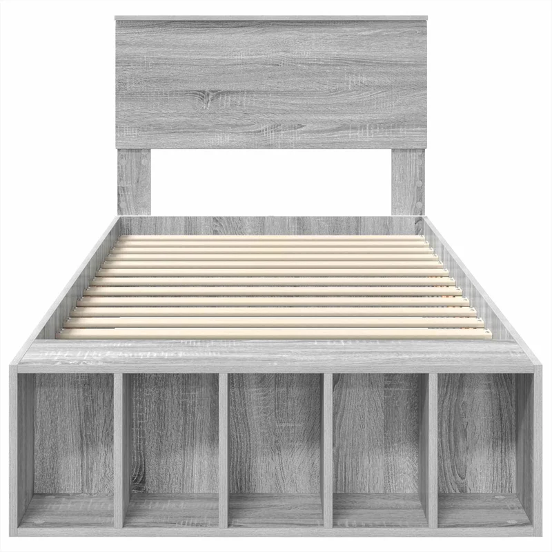 Bed Frame with Shelf Grey Sonoma 75 x 190 cm Engineered Wood