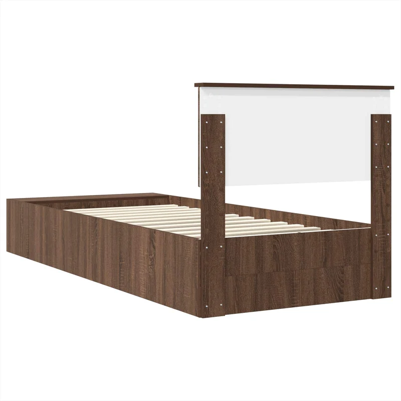 Bed Frame with Shelf Brown Oak 75 x 190 cm Engineered Wood