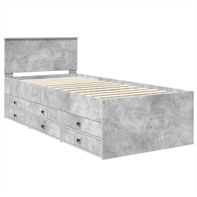 Daybed Concrete Grey and Black 100 x 200 cm Engineered Wood
