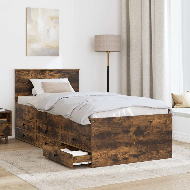 Daybed Manual Smoked Oak and Black 100 x 200 cm Engineered Wood