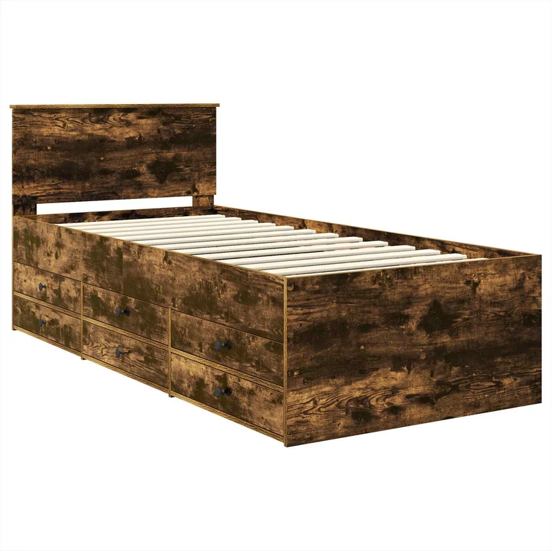 Daybed Manual Smoked Oak and Black 100 x 200 cm Engineered Wood