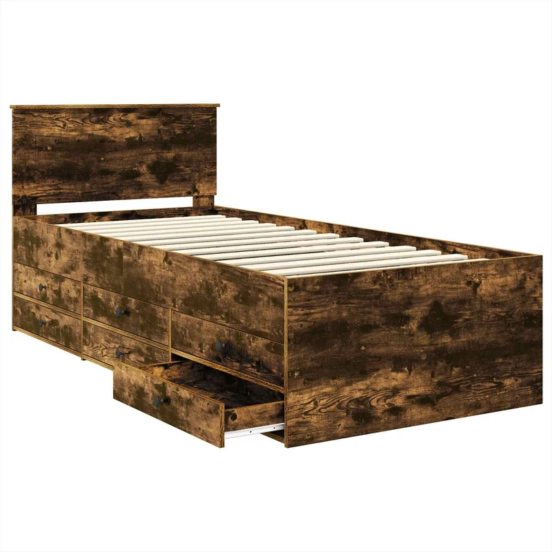 Daybed Manual Smoked Oak and Black 100 x 200 cm Engineered Wood
