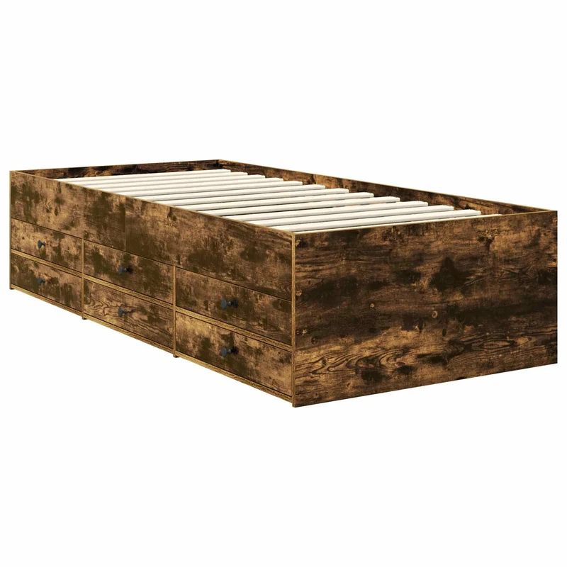 Daybed Manual Smoked Oak and Black 100 x 200 cm Engineered Wood