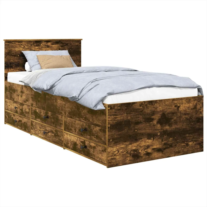 Daybed Manual Smoked Oak and Black 90 x 200 cm Engineered Wood