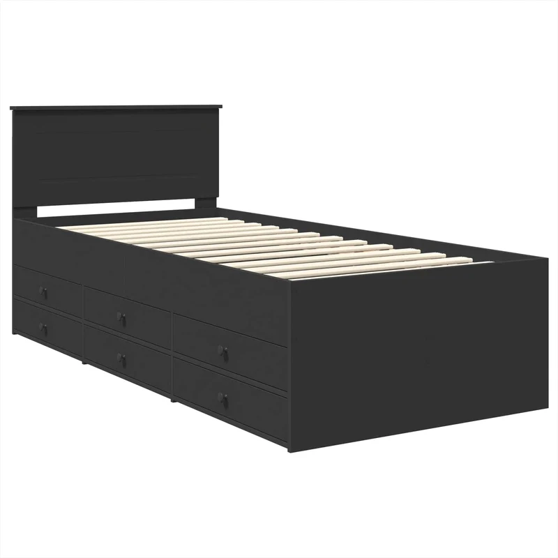 Daybed with Drawer Manual Black 75 x 190 cm Engineered Wood