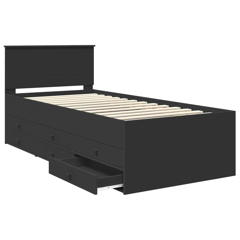 Daybed with Drawer Manual Black 75 x 190 cm Engineered Wood
