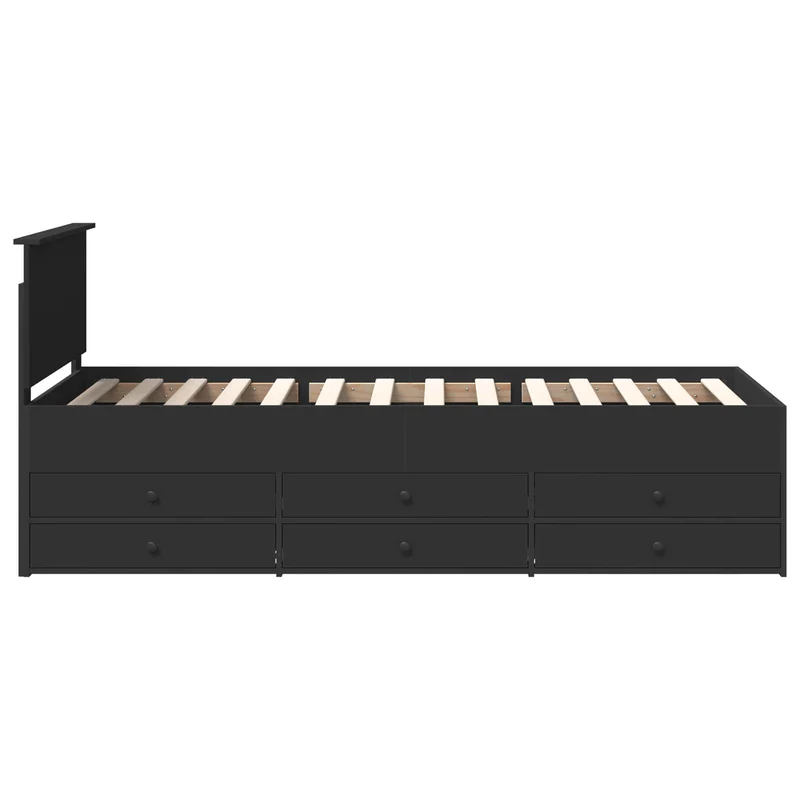 Daybed with Drawer Manual Black 75 x 190 cm Engineered Wood