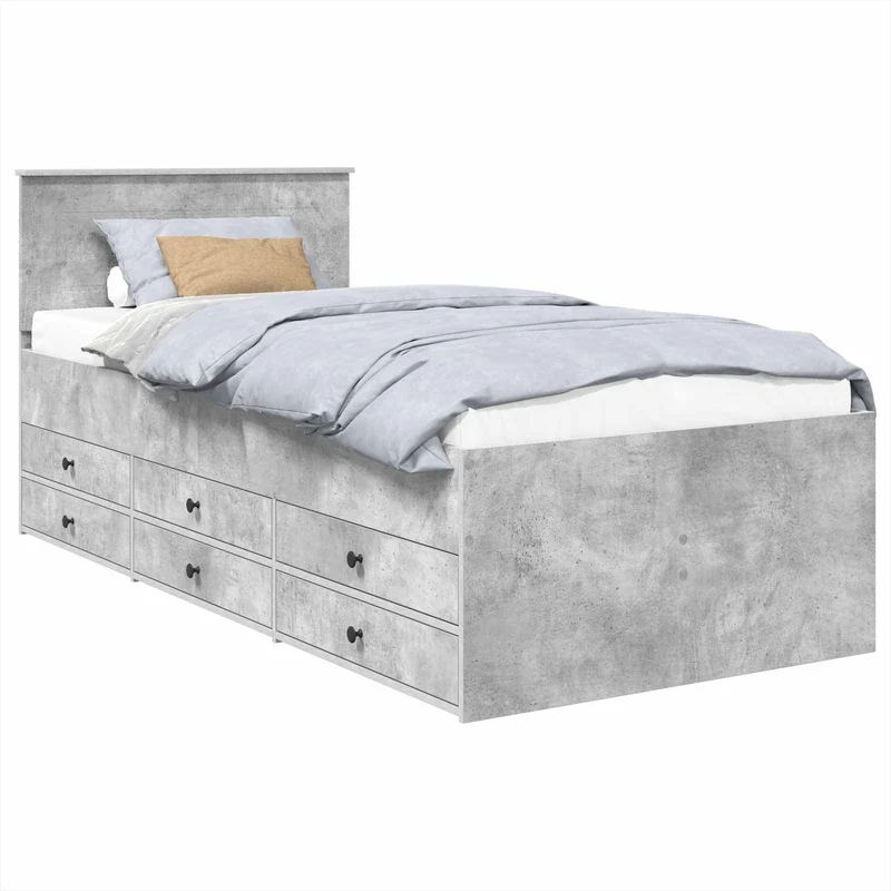 Daybed Concrete Grey and Black 70 x 190 cm Engineered Wood