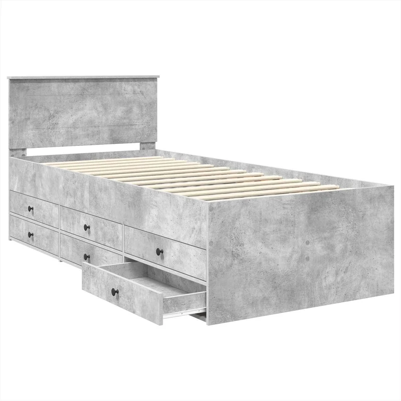 Daybed Concrete Grey and Black 70 x 190 cm Engineered Wood