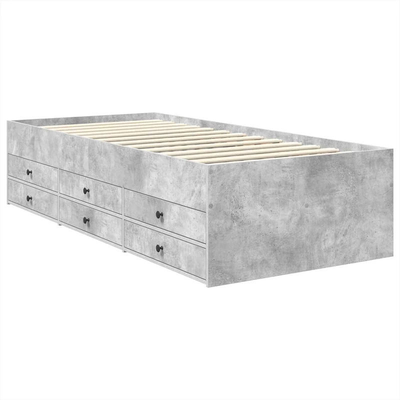 Daybed Concrete Grey and Black 70 x 190 cm Engineered Wood