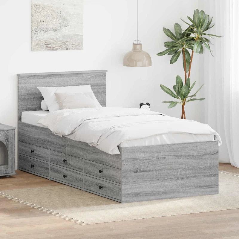 Daybed Manual Grey Sonoma and Black 75 x 190 cm Engineered Wood